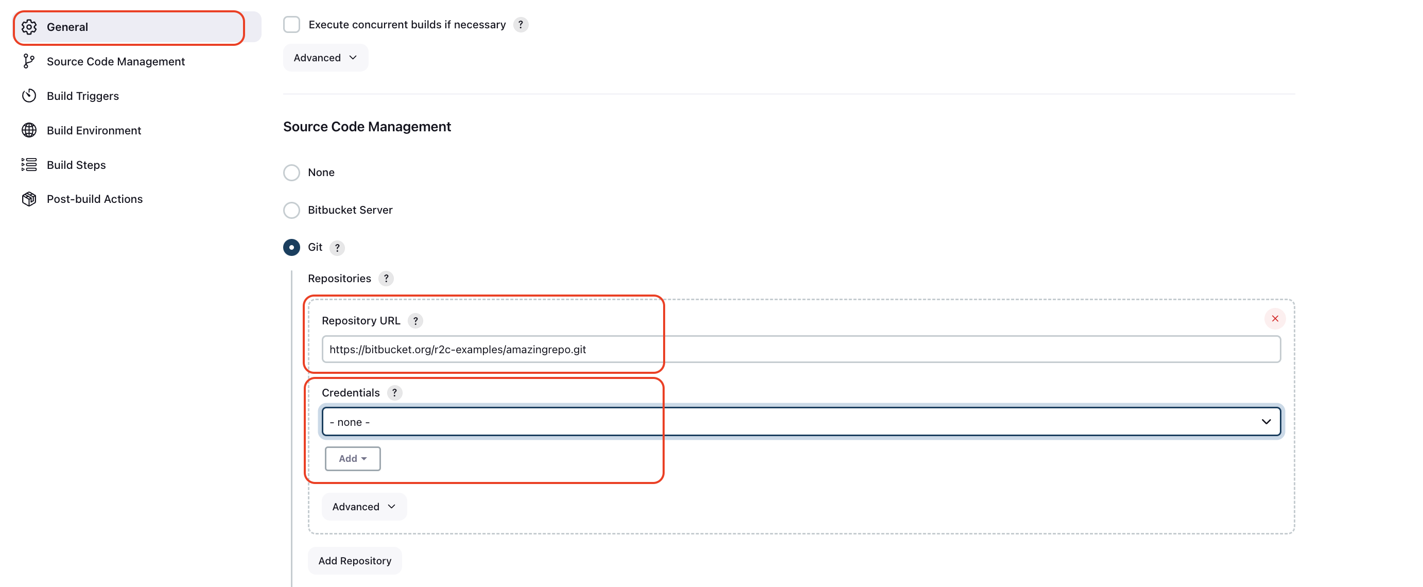 Filled-out repository details